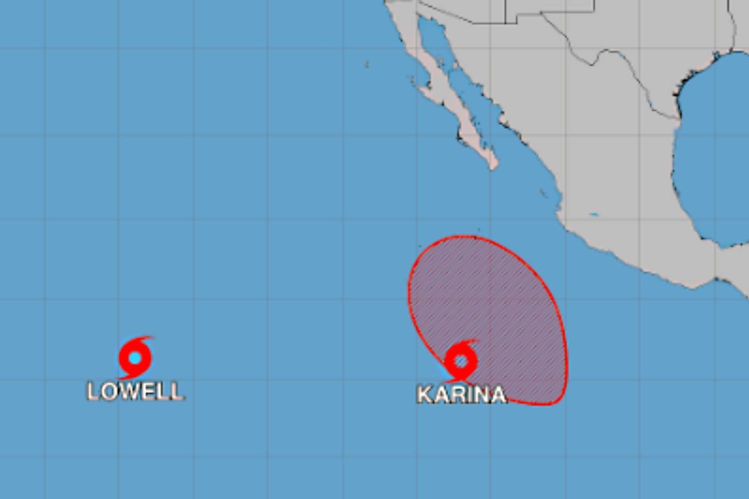 Tormentas tropicales Karina y Lowell emergen en el Pacífico, potencial de huracán lejana a Baja California Sur